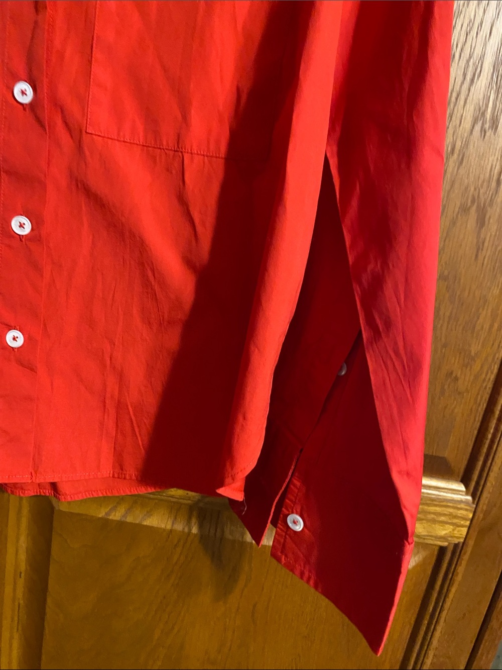 Madewell Vibrant Red Cotton Button-Down Shirt - Picture 3 of 4